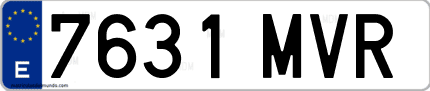 Ejemplo de matrícula de coche ordinaria 7631 MVR