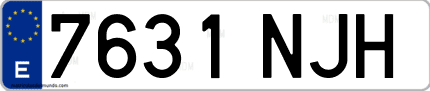 Ejemplo de matrícula de coche ordinaria 7631 NJH