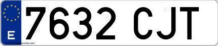Ejemplo de matrícula española 7632 CJT