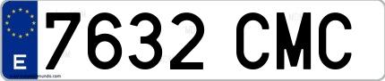 Ejemplo de matrícula española 7632 CMC