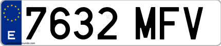 Ejemplo de matrícula de coche ordinaria 7632 MFV