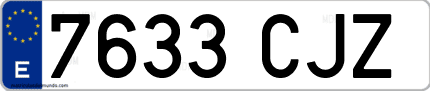 Ejemplo de matrícula de coche ordinaria 7633 CJZ