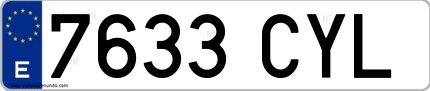 Ejemplo de matrícula española 7633 CYL