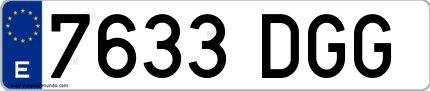 Ejemplo de matrícula española 7633 DGG