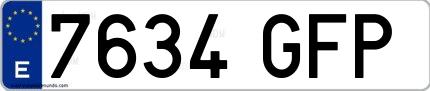 Ejemplo de matrícula de coche ordinaria 7634 GFP
