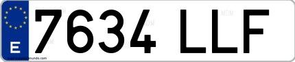 Ejemplo de matrícula española 7634 LLF