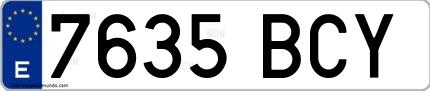 Ejemplo de matrícula española 7635 BCY