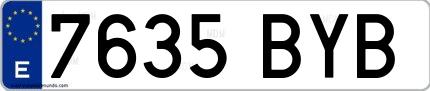 Ejemplo de matrícula española 7635 BYB