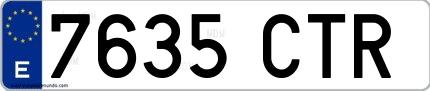 Ejemplo de matrícula española 7635 CTR