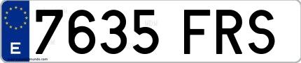 Ejemplo de matrícula española 7635 FRS
