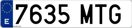 Ejemplo de matrícula española 7635 MTG