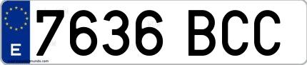 Ejemplo de matrícula española 7636 BCC
