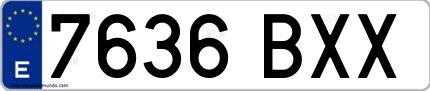 Ejemplo de matrícula española 7636 BXX