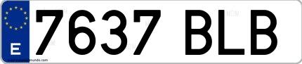 Ejemplo de matrícula española 7637 BLB