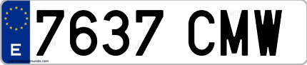Ejemplo de matrícula de coche ordinaria 7637 CMW