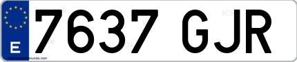 Ejemplo de matrícula española 7637 GJR