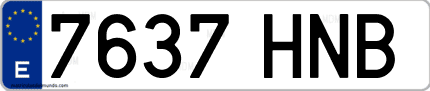 Ejemplo de matrícula de coche ordinaria 7637 HNB