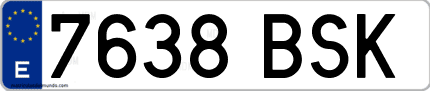 Ejemplo de matrícula de coche ordinaria 7638 BSK
