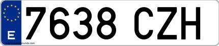 Ejemplo de matrícula española 7638 CZH