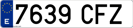 Ejemplo de matrícula de coche ordinaria 7639 CFZ