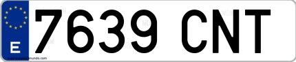 Ejemplo de matrícula española 7639 CNT