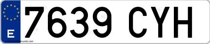 Ejemplo de matrícula española 7639 CYH