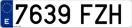 Ejemplo de matrícula de coche ordinaria 7639 FZH