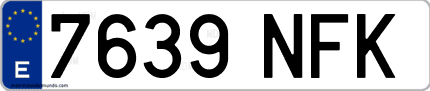 Ejemplo de matrícula de coche ordinaria 7639 NFK