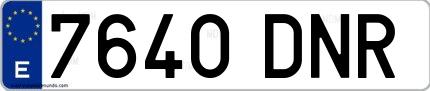 Ejemplo de matrícula española 7640 DNR