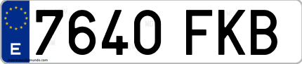 Ejemplo de matrícula de coche ordinaria 7640 FKB