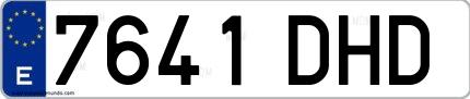 Ejemplo de matrícula española 7641 DHD