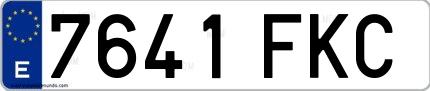Ejemplo de matrícula española 7641 FKC