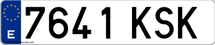 Ejemplo de matrícula de coche ordinaria 7641 KSK