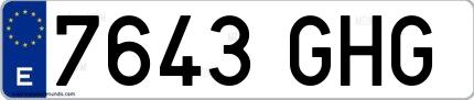 Ejemplo de matrícula española 7643 GHG