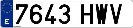 Ejemplo de matrícula española 7643 HWV