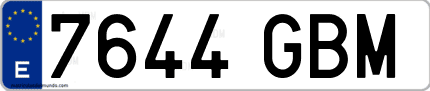 Ejemplo de matrícula de coche ordinaria 7644 GBM