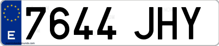 Ejemplo de matrícula de coche ordinaria 7644 JHY