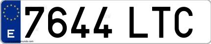 Ejemplo de matrícula española 7644 LTC