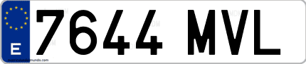 Ejemplo de matrícula de coche ordinaria 7644 MVL