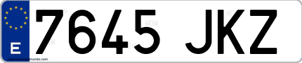 Ejemplo de matrícula de coche ordinaria 7645 JKZ