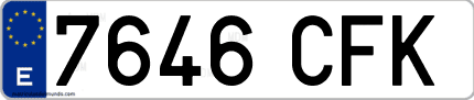 Ejemplo de matrícula de coche ordinaria 7646 CFK
