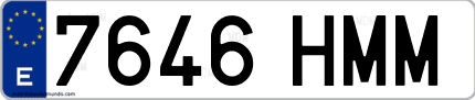 Ejemplo de matrícula de coche ordinaria 7646 HMM