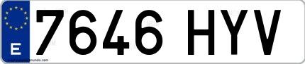 Ejemplo de matrícula española 7646 HYV
