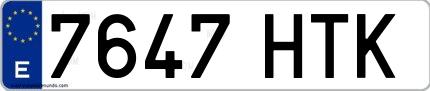 Ejemplo de matrícula española 7647 HTK