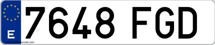 Ejemplo de matrícula española 7648 FGD