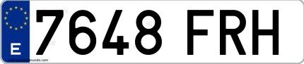Ejemplo de matrícula española 7648 FRH