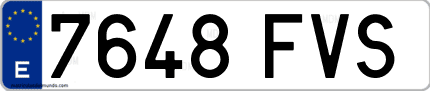 Ejemplo de matrícula de coche ordinaria 7648 FVS