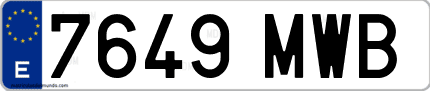 Ejemplo de matrícula de coche ordinaria 7649 MWB