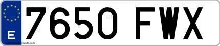Ejemplo de matrícula española 7650 FWX