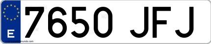 Ejemplo de matrícula española 7650 JFJ